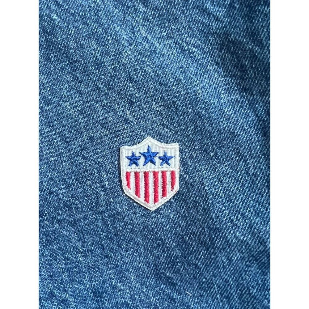 Vintage 1970s Patriotic Shield Sew-On Embroidered Patch Red White Blue Stars USA